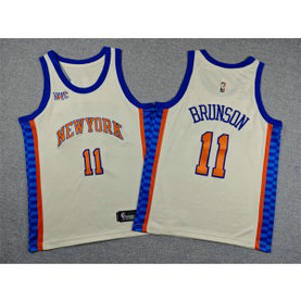 New York Knicks 11 Jalen Brunson White Youth Jersey