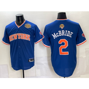 New York Knicks 2 Mcbride Blue Finals & Champion Baseball Vapor Limited Men Jersey