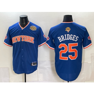 New York Knicks 25 Bridges Blue Finals & Champion Baseball Vapor Limited Men Jersey