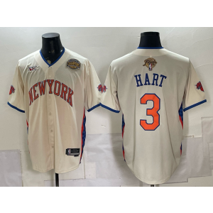 New York Knicks 3 Hart Cream Finals & Champion Baseball Vapor Limited Men Jersey