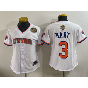 New York Knicks 3 Hart White Champion Baseball Vapor Limited Women Jersey
