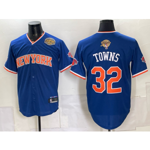 New York Knicks 32 Towns Blue Finals & Champion Baseball Vapor Limited Men Jersey