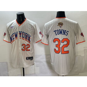 New York Knicks 32 Towns Cream Finals Baseball Vapor Limited Men Jersey New York Knicks 32 Towns Cream Finals Baseball Vapor Limited Men Jersey