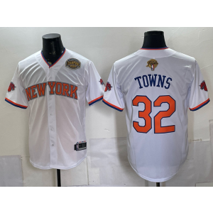 New York Knicks 32 Towns White Finals & Champion Baseball Vapor Limited Men Jersey