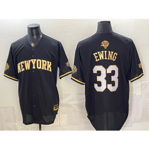 New York Knicks 33 Ewing Black Gold Finals Baseball Vapor Limited Men Jersey New York Knicks 33 Ewing Black Gold Finals Baseball Vapor Limited Men Jersey