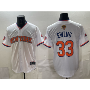 New York Knicks 33 Ewing White Finals Baseball Vapor Limited Men Jersey
