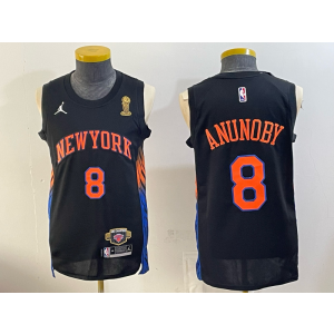 New York Knicks 8 Anunoby Black Champion Men Jersey