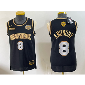 New York Knicks 8 Anunoby Black Gold Finals & Champions Men Jersey New York Knicks 8 Anunoby Black Gold Finals & Champions Men Jersey
