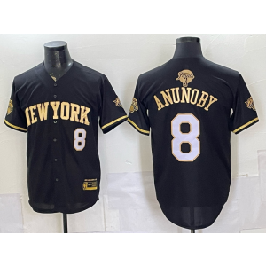 New York Knicks 8 Anunoby Black Gold Finals Baseball Vapor Limited Men Jersey New York Knicks 8 Anunoby Black Gold Finals Baseball Vapor Limited Men Jersey