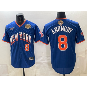 New York Knicks 8 Anunoby Blue Finals & Champion Baseball Vapor Limited Men Jersey
