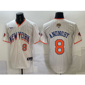 New York Knicks 8 Anunoby Cream Finals Baseball Vapor Limited Men Jersey