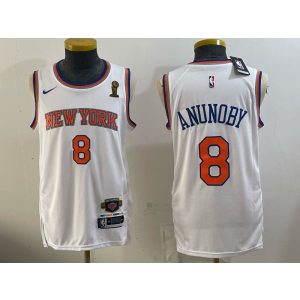 New York Knicks 8 Anunoby White Champion Men Jersey