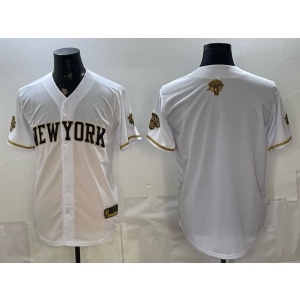 New York Knicks Blank White Gold Baseball Vapor Limited Men Jersey