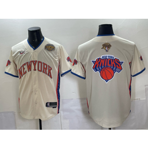 New York Knicks Cream Champion Finals Baseball Vapor Limited Men Jersey