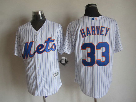 New York Mets #33 Matt Harvey Home White Pinstripe 2015 MLB Cool Base Jersey