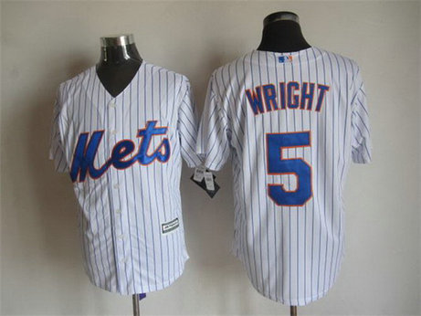 New York Mets #5 David Wright Home White Pinstripe 2015 MLB Cool Base Jersey