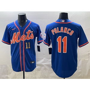 New York Mets 11 Polanco Blue Cool Base Men Jersey