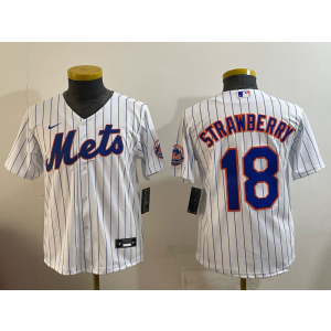 New York Mets 18 Darryl Strawberry White Cool Base Youth Jersey New York Mets 18 Darryl Strawberry White Cool Base Youth Jersey