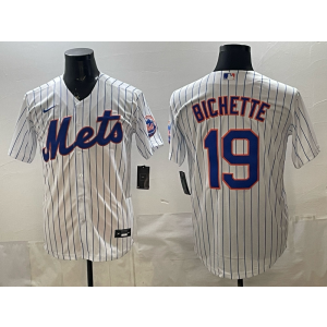 New York Mets 19 Bichette White Cool Base Men Jersey