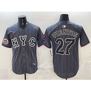 New York Mets 27 Vientos Grey Cool Base Men Jersey