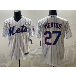 New York Mets 27 Vientos White Cool Base Men Jersey