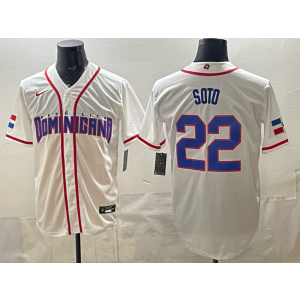 New York Mets Team Dominican Republic 22 Juan Soto White 2026 World Cup Cool Base Men Jersey