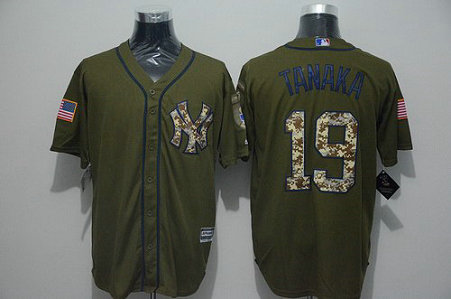 New York Yankees #19 Masahiro Tanaka Green Salute To Service Majestic Baseball Jersey
