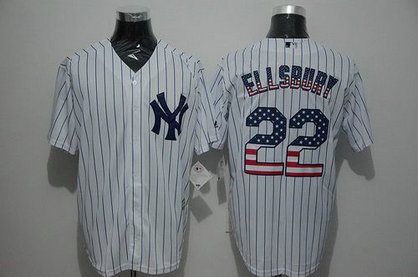 New York Yankees #22 Jacoby Ellsbury White USA Flag Fashion MLB Baseball Jersey