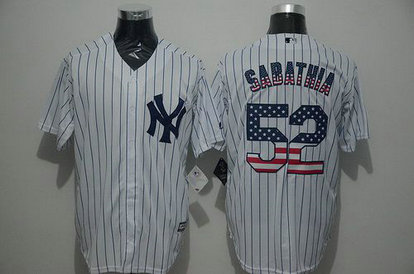 New York Yankees #52 CC Sabathia White USA Flag Fashion MLB Baseball Jersey