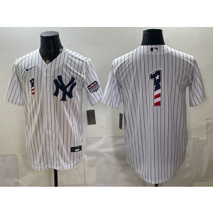 New York Yankees 1 White USA 250 Fourth of July Cool Base Men Jersey New York Yankees 1 White USA 250 Fourth of July Cool Base Men Jersey