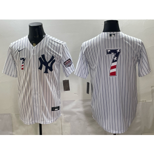 New York Yankees 7 Mickey Mantle White USA 250 Fourth of July Cool Base Men Jersey