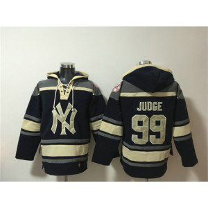 New York Yankees 99 Aaron Judge Navy Ageless Must-Have Lace-Up Pullover Hoodie