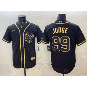 New York Yankees 99 Judge Black Gold Cool Base Men Jersey