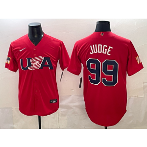 New York Yankees 99 Judge Red World Cup Cool Base Men Jersey