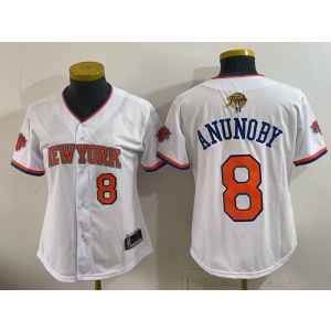 New York knicks 8 Anunoby White Finals Baseball Vapor Limited Women Jersey