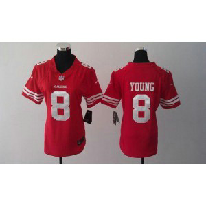 Nike 49ers #8 Steve Young Red Team Color Women's  NFL Jersey