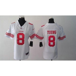 Nike 49ers #8 Steve Young White Women's NFL  Jersey
