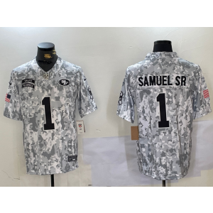 Nike 49ers 1 Deebo Samuel Arctic Camo 2024 F.U.S.E. Salute to Service Limited Men Jersey