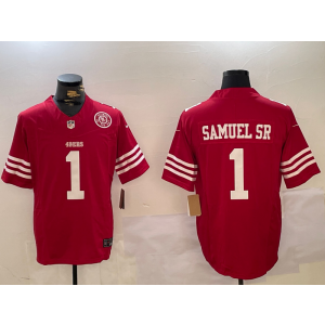 Nike 49ers 1 Deebo Samuel Red Team Logo F.U.S.E. Vapor Limited Men Jersey