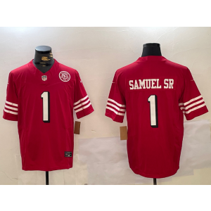 Nike 49ers 1 Deebo Samuel Red Throwback Team Logo F.U.S.E. Vapor Limited Men Jersey