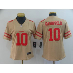 Nike 49ers 10 Jimmy Garoppolo Gold Inverted Legend Women Jersey