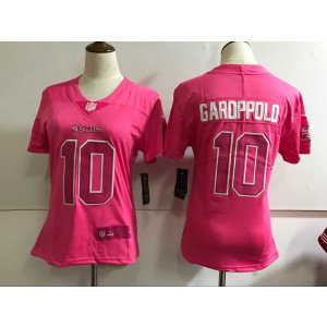 Nike 49ers 10 Jimmy Garoppolo Pink Stitched NFL Limited Rush Fashion Women Jersey