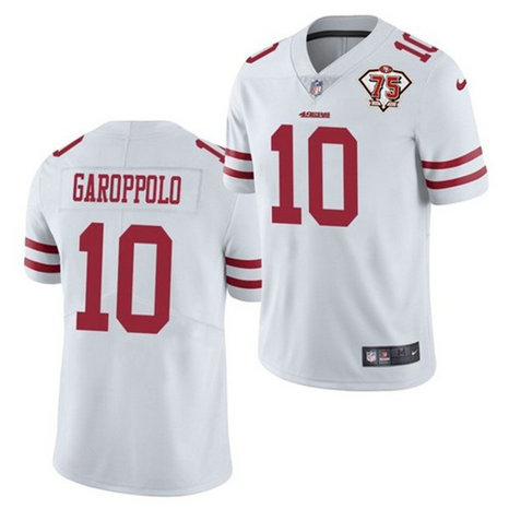 Nike 49ers 10 Jimmy Garoppolo White 75th Anniversary Vapor Untouchable Limited Jersey