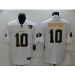 Nike 49ers 10 Jimmy Garoppolo White Gold 75th Anniversary Vapor Limited Men Jersey