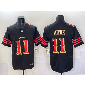 Nike 49ers 11 Brandon Aiyuk Black Gold Rivalries F.U.S.E. Vapor Limited Men Jersey