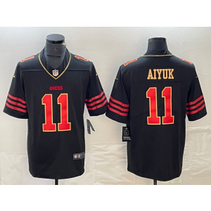 Nike 49ers 11 Brandon Aiyuk Black Gold Vapor Limited Men Jersey