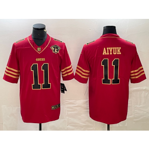 Nike 49ers 11 Brandon Aiyuk Red Gold Vapor Limited Men Jersey