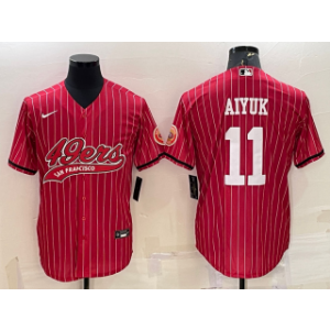 Nike 49ers 11 Brandon Aiyuk Red With Patch Vapor Baseball Limited Men Jersey