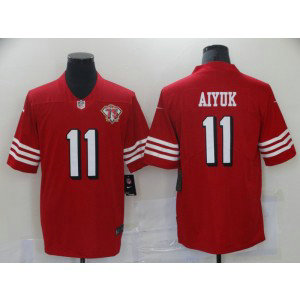 Nike 49ers 11 Brandon Aiyuk Red with 75th patch Vapor Limited Men Jersey