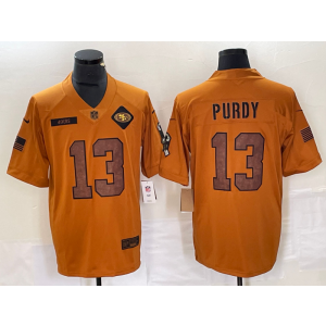 Nike 49ers 13 Brock Purdy 2023 Brown Salute To Service Limited Men Jersey